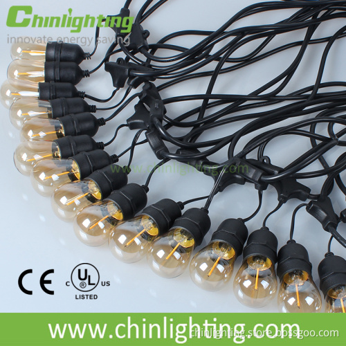 48 FT LED Outdoor String Lights UL Listed 15 Hanging Sockets Perfect Patio Lights